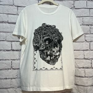 All Saints Forestskull Mila Graphic T-Shirt Optic White Size Medium